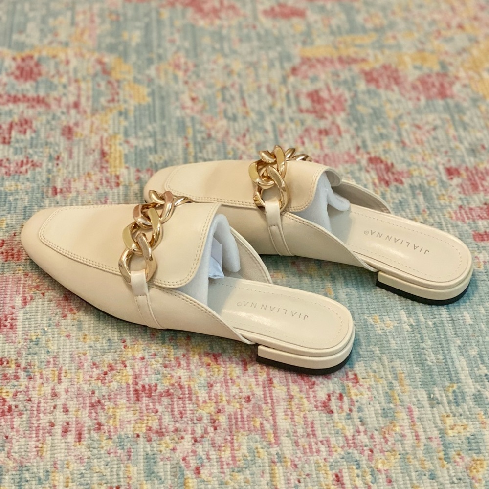 Loafer Mules with Chain Detail